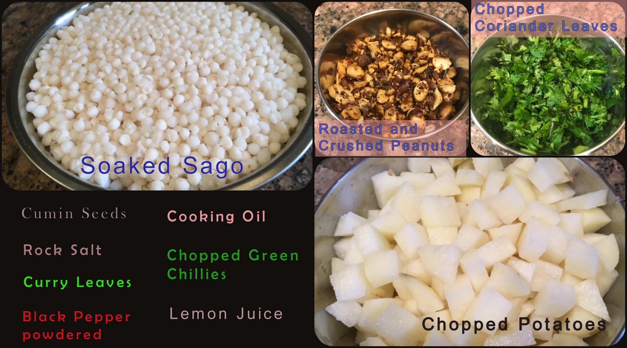 Sabudana Upma ingredients