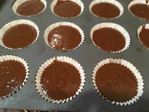 fill the Chocolate Muffins batter in the muffin molds