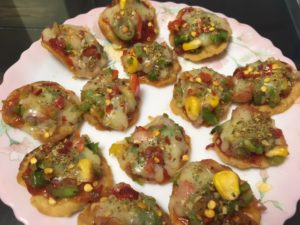Papdi Pizza : Pizza on dough wafers / canapes