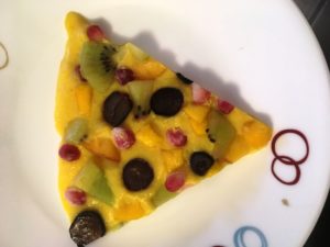 Frozen Fruity Pizza made in the freezer