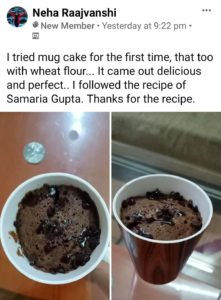 Mug cake as tried by readers