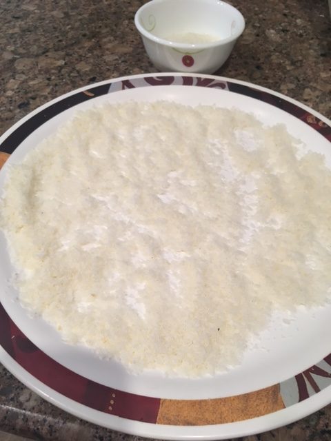 Take desiccated coconut in a plate