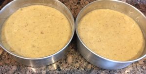 Pour Rasmalai Cake batter in the pans
