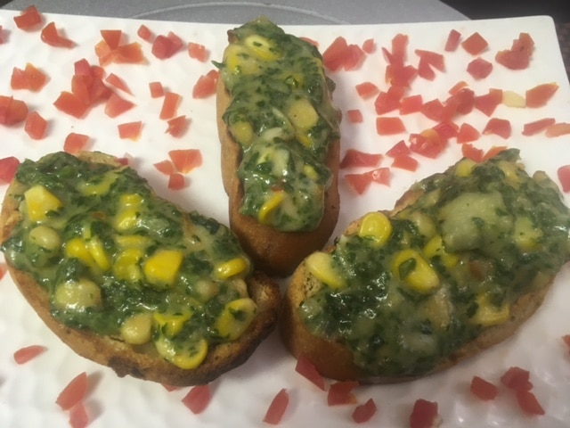 Baked Spinach Corn with Garlic bread