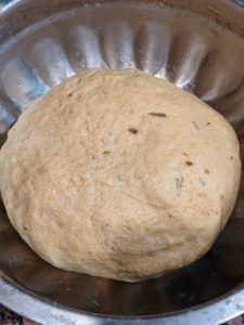 Kneading the dough for focaccia