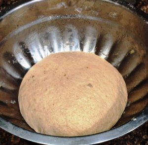 No Yeast Pizza Dough after the rise
