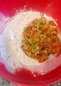 Add chopped veggies in ragi flour