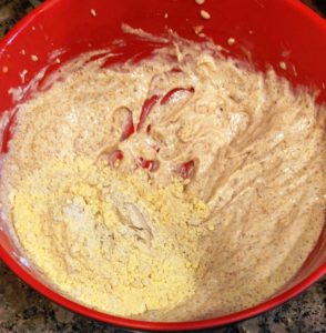 Mix dry ingredients into the wet